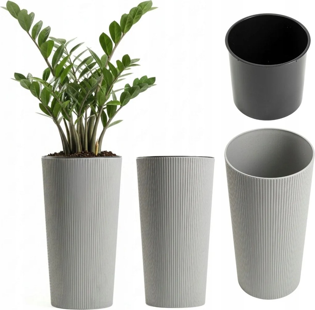 Magas Virágtartó Szürke teraszra fedő kerti műanyag