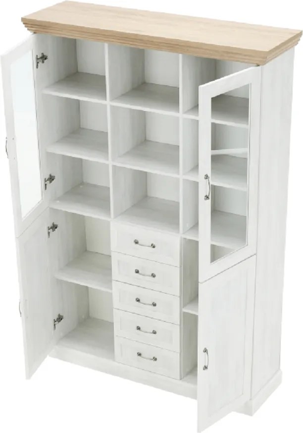 vitrines szekrény, északi sosna/vadtölgy, ROYAL W2D