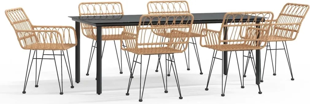 vidaXL 7 részes polirattan kerti étkezőgarnitúra