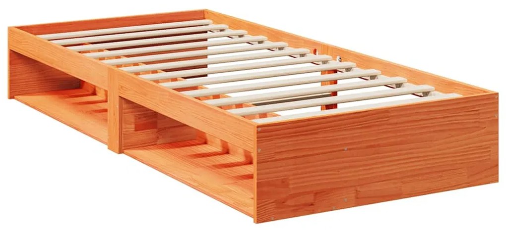 viaszbarna tömör fenyőfa kanapéágy matraccal 90 x 200 cm