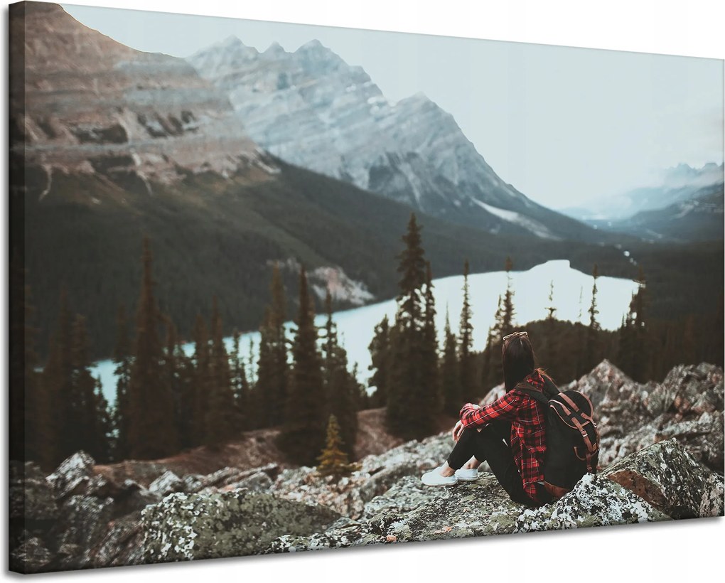 Vászonkép Emberek Hegyek Nő az ösvényen 120x80