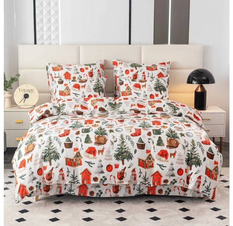 Mikroflanel ágyneműhuzat FESTIVE MAGIC fehér Ágyneműhuzat mérete: 2 db 70 x 90 cm | 200 x 220 cm