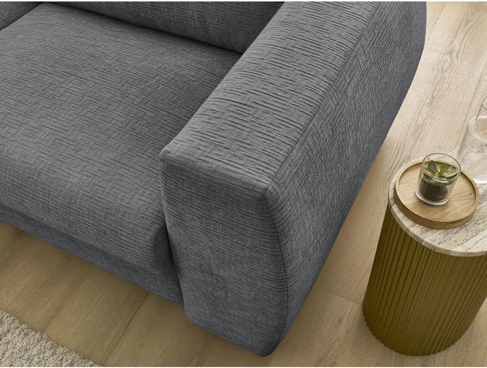 Sötétszürke zsenília kinyitható kanapé mindennapos alvásra 220 cm Hugo – Bobochic Paris