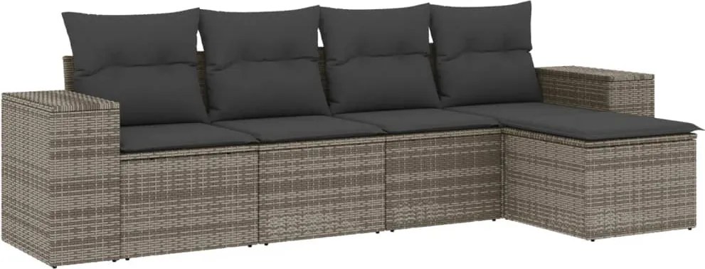 vidaXL 5 részes szürke polyrattan kerti ülőgarnitúra párnákkal