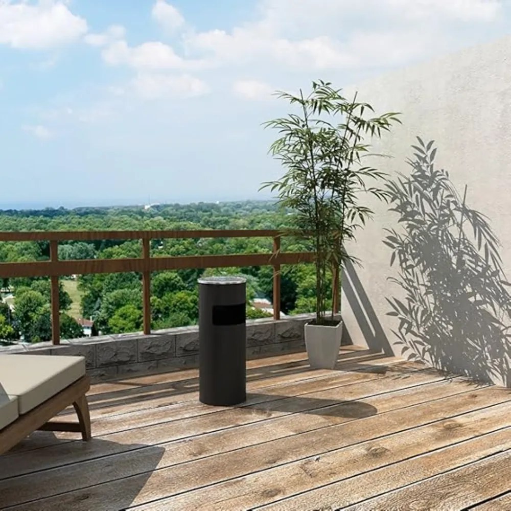 SMOKE álló hamutartó szemetes, 60,5x24,5 cm, fekete SongmicsHome