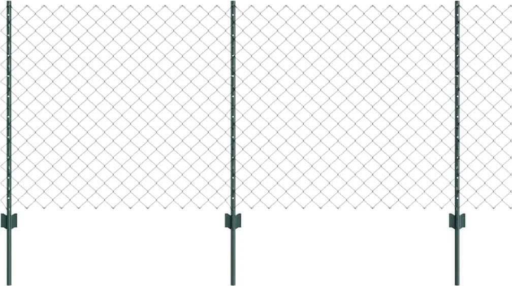 vidaXL Kerítés oszlopokkal Zöld 1 x 25 m Acél