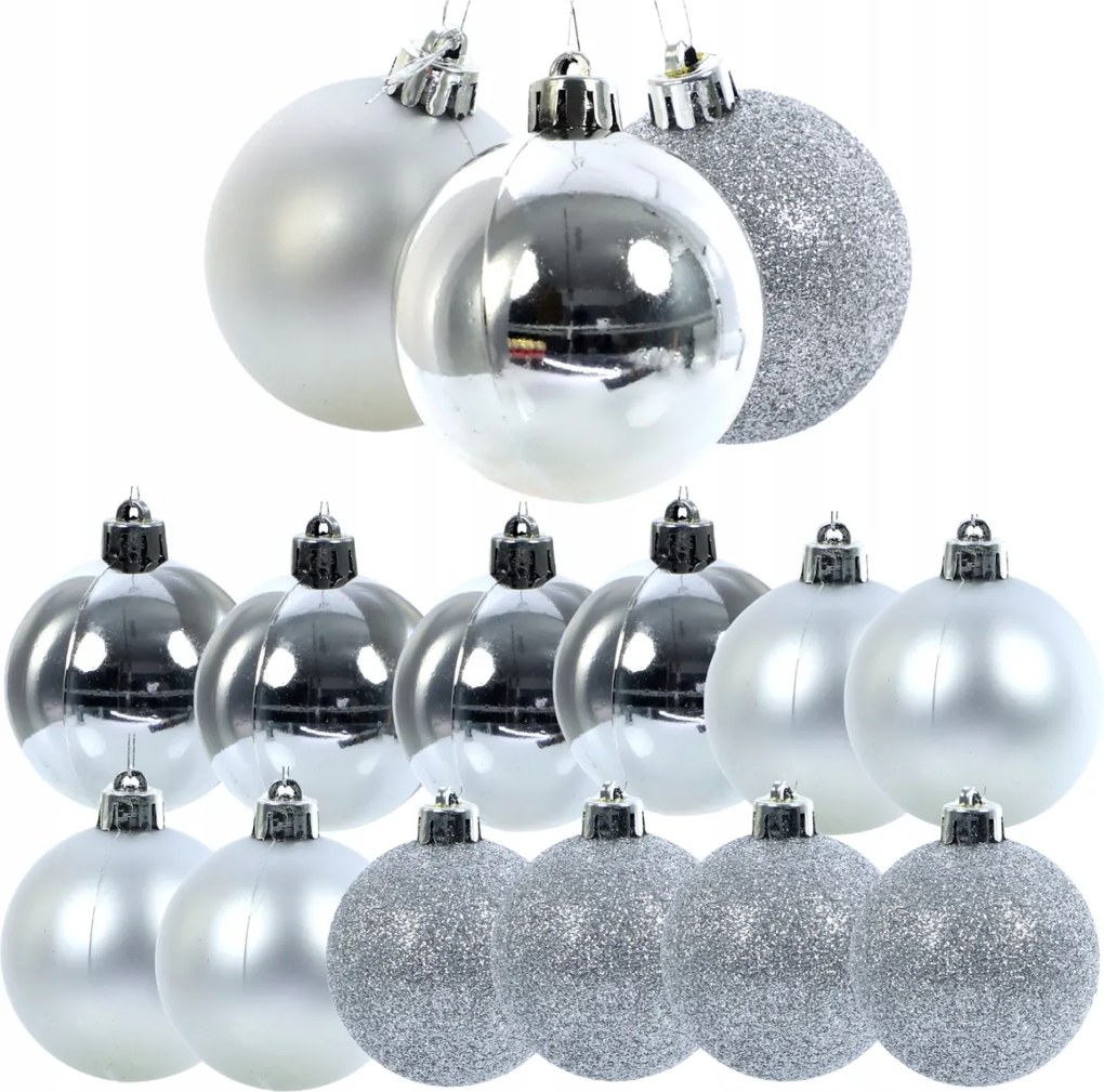 Karácsonyfa gömbök Műanyag Ezüst 5cm Karácsonyfa gömbök 12 Karácsonyfa díszek