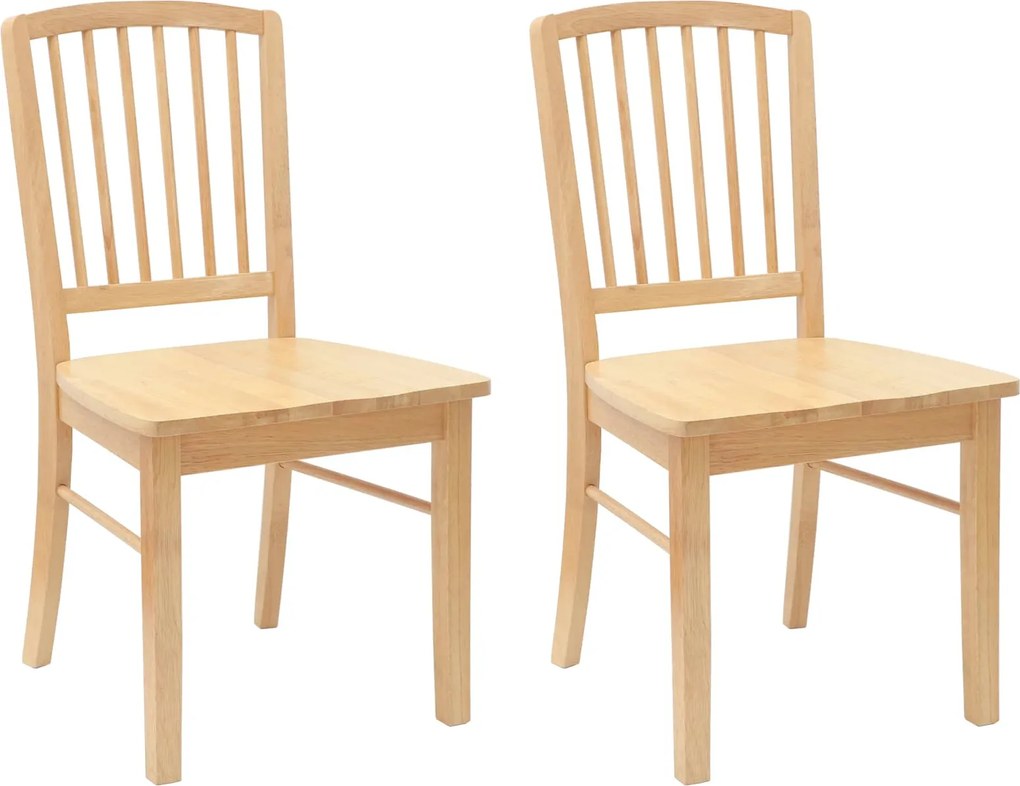 vidaXL Étkező Székek 2 pcs Természetes 50 x 52,5 x 91 cm Tömör Gumi Fa