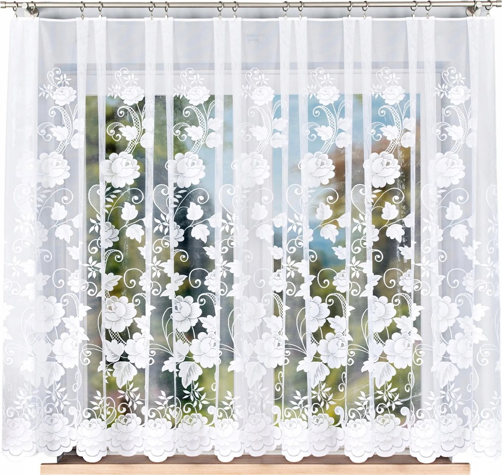 Jacquard mintás függöny 023006, 300x160cm egyenes, virágmintás (szegélyekkel)