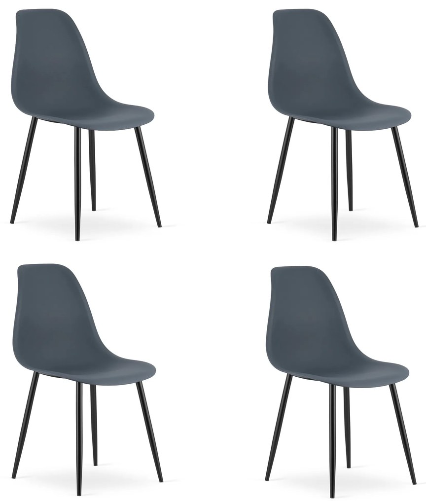 4 db pala szürke szék szett OSAKA fekete lábbal