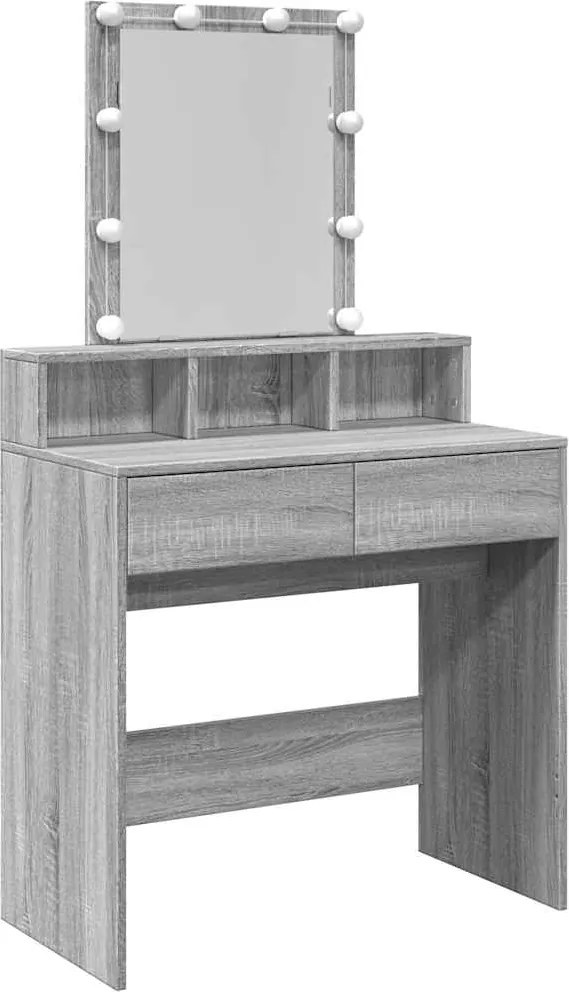 vidaXL szürke sonoma színű fésülködőasztal LED-del 80 x 41 x 144,5 cm