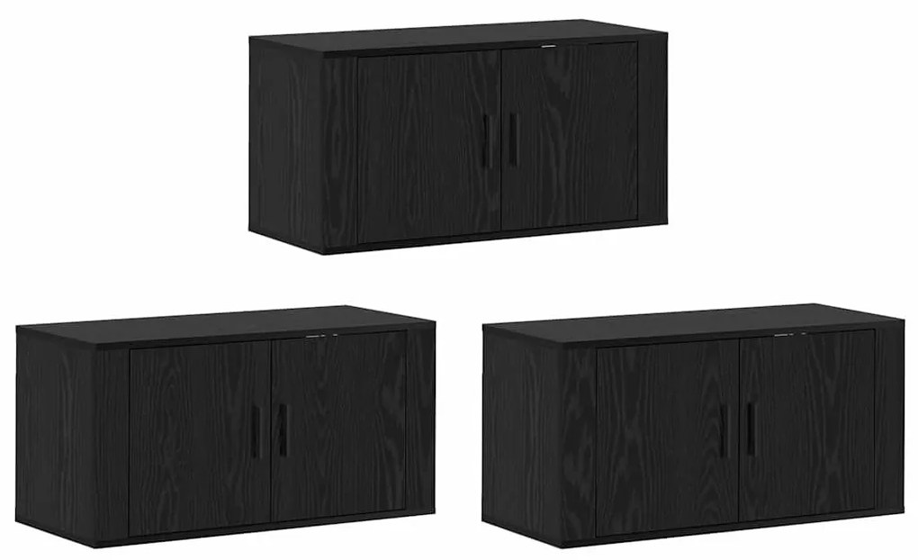vidaXL Fali TV szekrény szett 3 pcs Fekete tölgy 80 x 34,5 x 40 cm