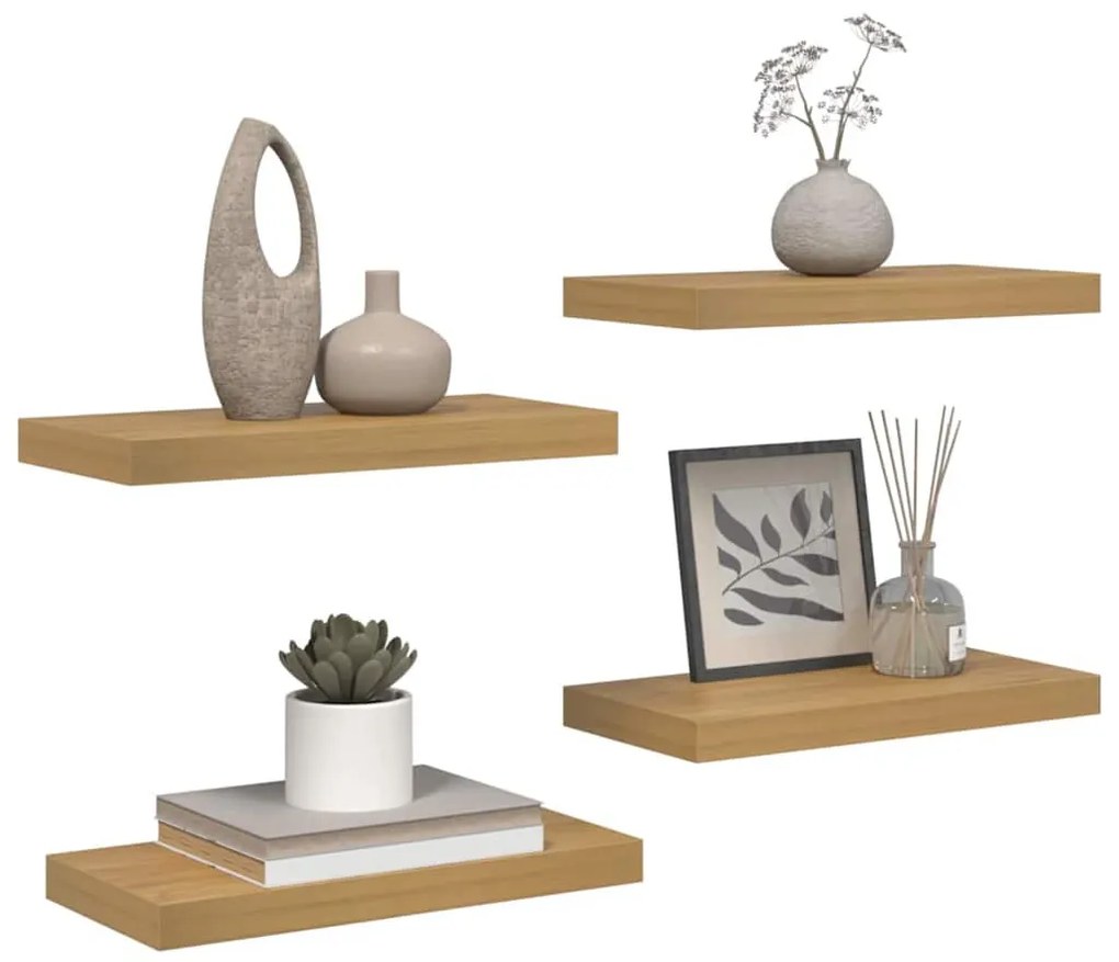 vidaXL Falpolc Falra szerelhető 4 pcs Barna 50 x 23 x 4 cm Faanyag