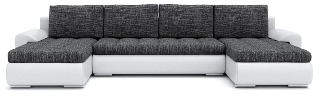 TOKIO III U alakú sarokkanapé Világosszürke / fekete ökobőr