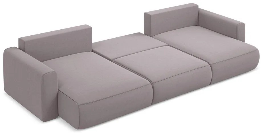 Levendula színű bársony kinyitható-tárolóhelyes (U alakú) sarokkanapé Kapua – Makamii