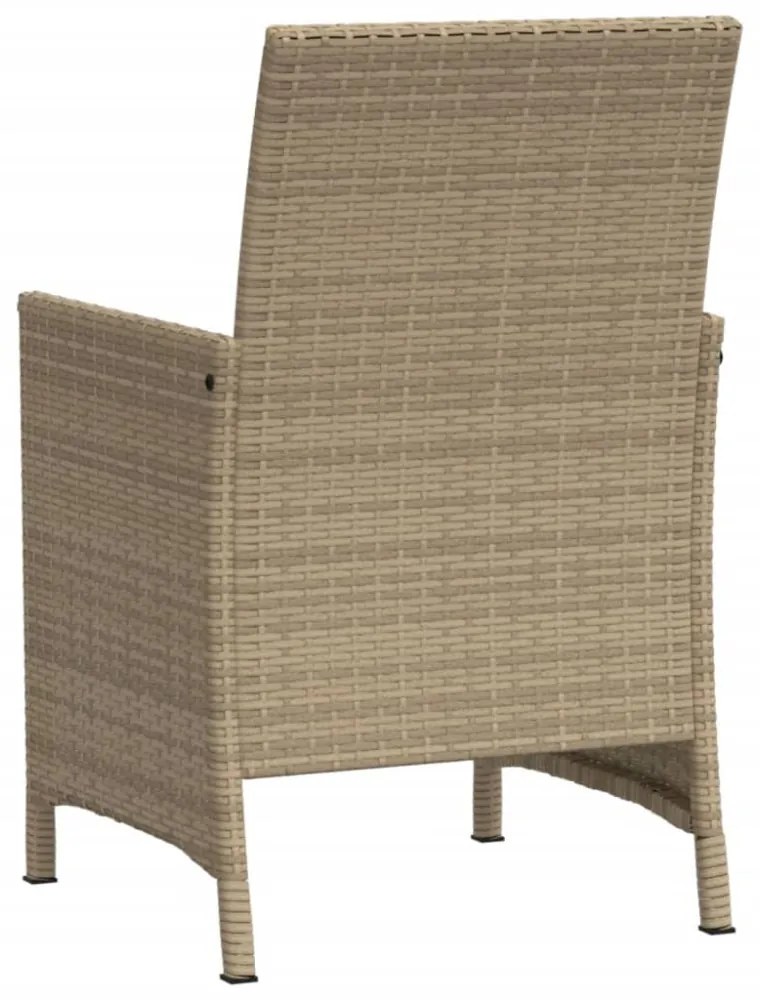 3 részes vegyes bézs polyrattan bisztrógarnitúra párnákkal