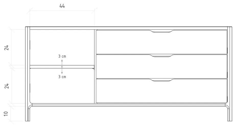 Natúr színű tölgyfa alacsony komód 140x64 cm Twig – The Beds