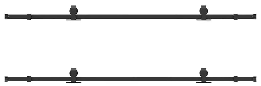Fekete acél tolóajtó fémszerelék készlet 427 cm