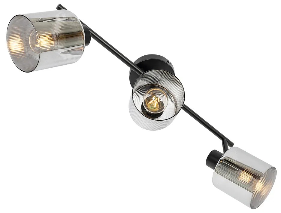 Mennyezeti spotlámpa fekete füstüveggel 3-lámpás állítható - Laura