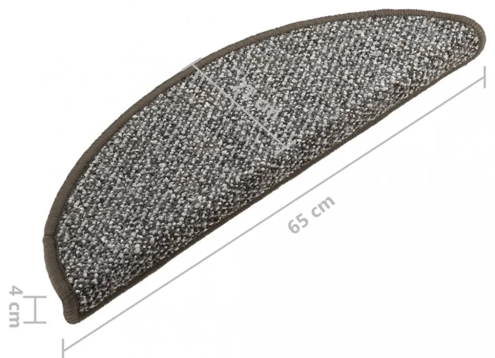 15 db antracitszürke lépcsőszőnyeg 65x21x4 cm