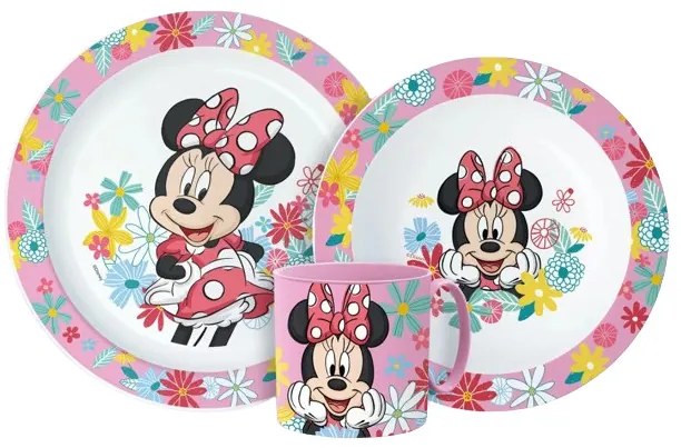 Disney Minnie Spring étkészlet, micro műanyag szett bögrével 265 ml