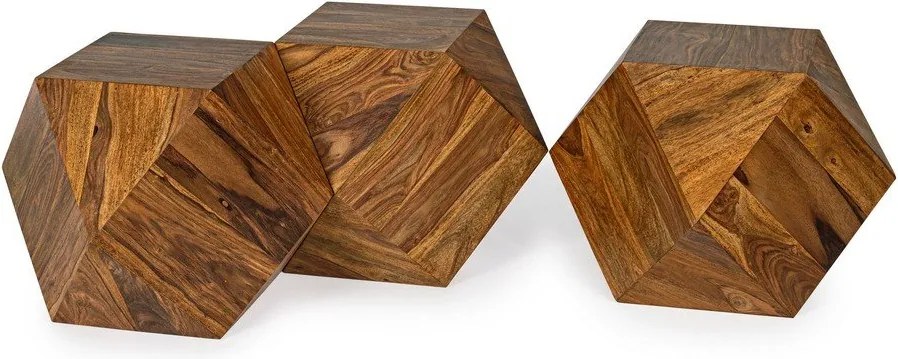 Sötét natúr színű sheesham fa dohányzóasztal 42x42 cm Egypt – Bizzotto