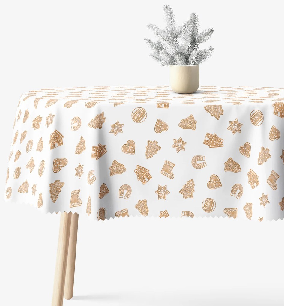 Goldea karácsonyi ovális teflonos terítő - mézeskalácsok 140 x 280 cm
