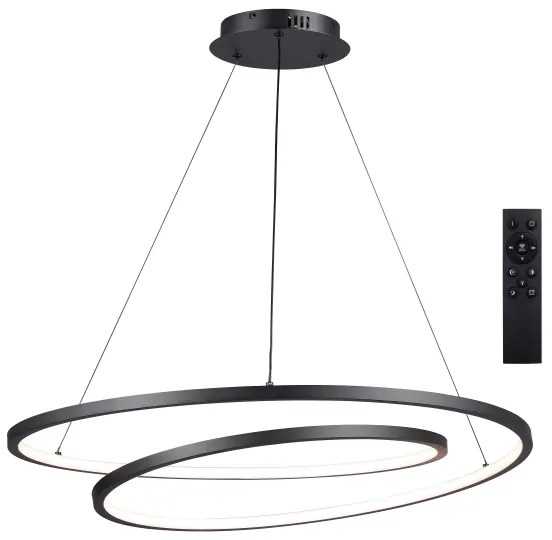 Brilagi-LED Dimmelhető kábeles csillár TWISTER LED/105W/230V átm. 100 cm fekete + távirányító