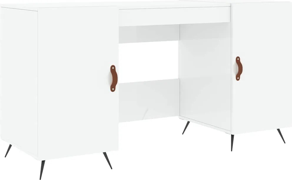 vidaXL magasfényű fehér színű szerelt fa íróasztal 140 x 50 x 75 cm