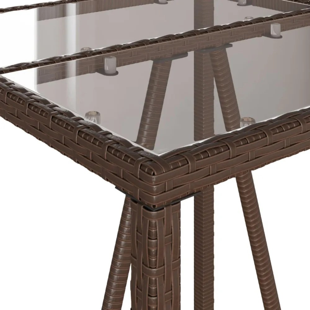 barna polyrattan kültéri bárasztal 70 x 70 x 110 cm