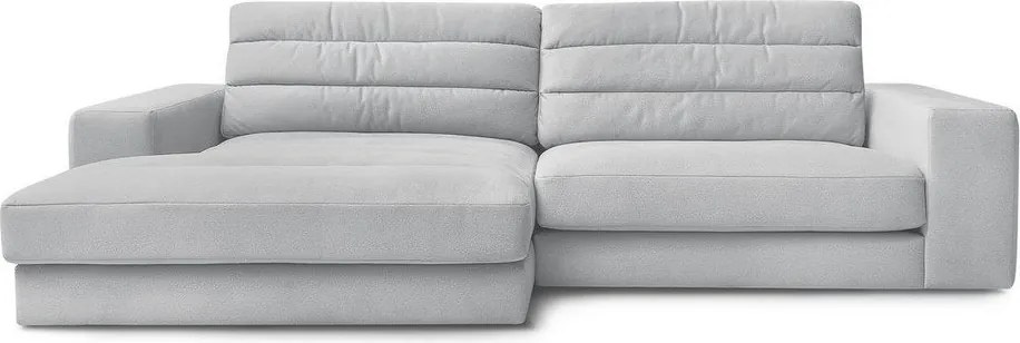 Világosszürke bársony sarokkanapé (bal oldali-heverő résszel) Sierra – Bobochic Paris
