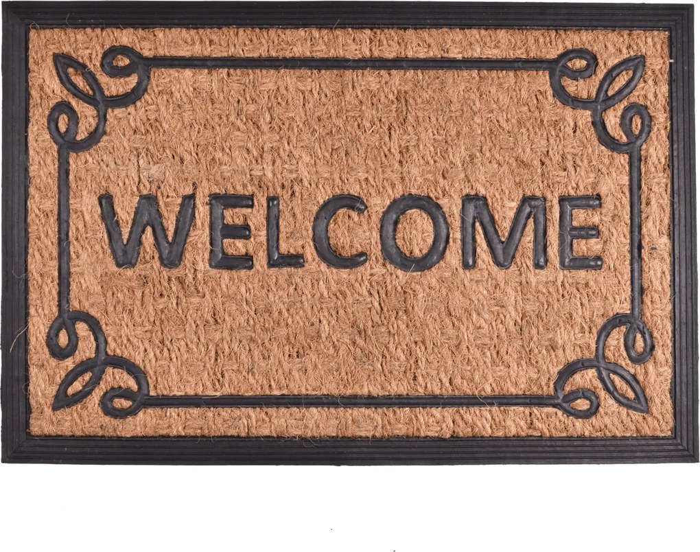 Lábtörlő ajtóhoz 60x40 cm gumi, kókusz Panama Welcome barna