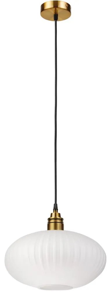 Kábelre szerelt HECTOR függőlámpa 1xE27/15W/230V fehér/sárgaréz átm. 30 cm