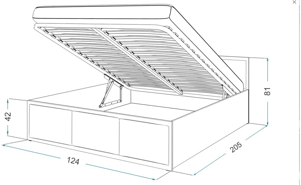 GL DOLLY kárpitozott ágy ágyneműtartóval 120x200 - fehér/grafit