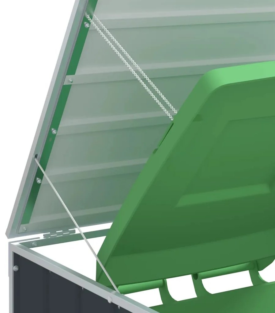 antracit acél kerekes szemetes tároló 3 szemeteskukához 216 x 81 x 115cm