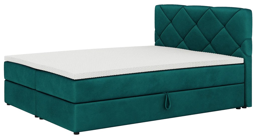 Franciaágy Boxspring 180x200 cm Karum Comfort (sötétzöld) (ágyráccsal és matraccal). 1056043