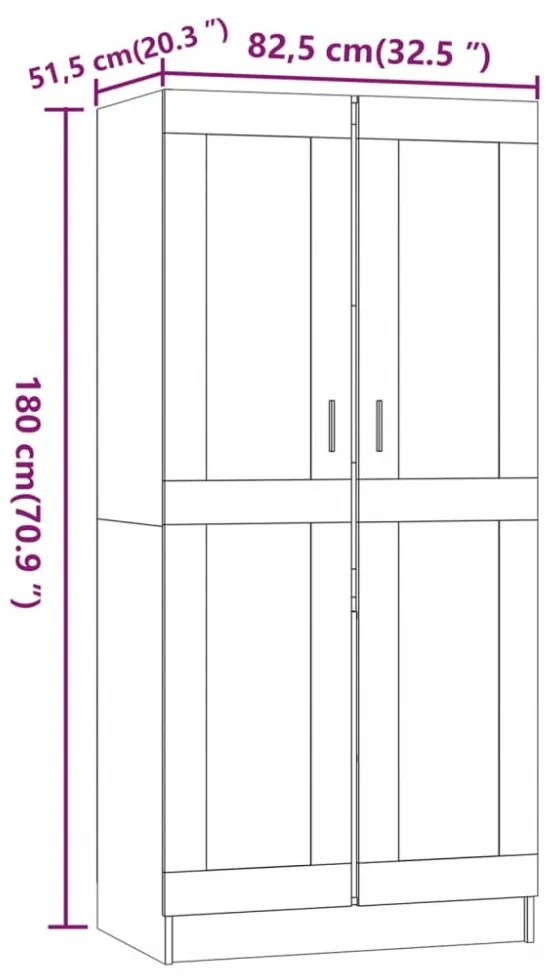 füstös tölgy színű szerelt fa ruhásszekrény 82,5x51,5x180 cm