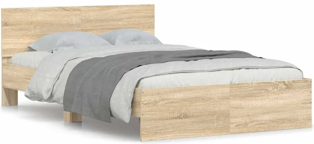 vidaXL sonoma tölgy színű ágykeret fejtámlával 120 x 190 cm