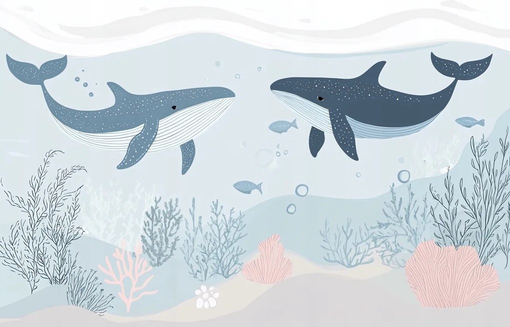 Fotótapéta Flizelina Gyerekek Tenger Óceán Víz Bálna Halak 208x146 ragasztó