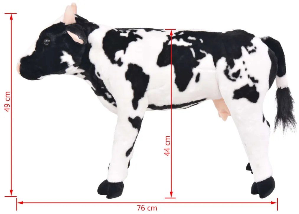 fekete-fehér álló tehén plüssjáték XXL
