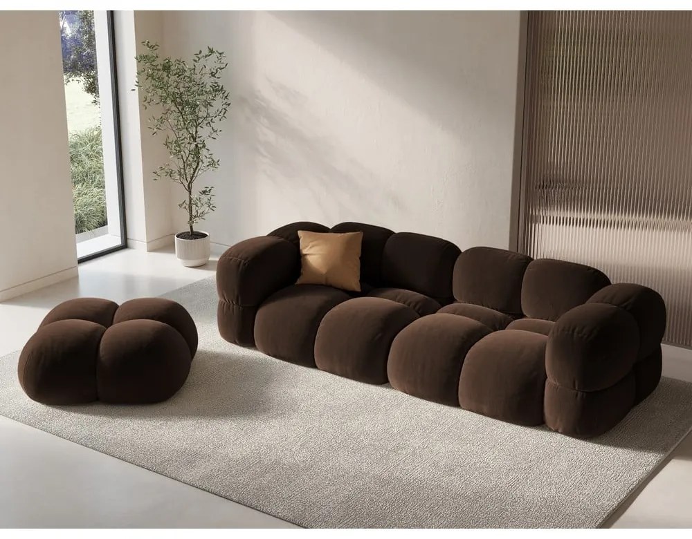 Sötétbarna bársony lábtartó Loretto – Cosmopolitan Design