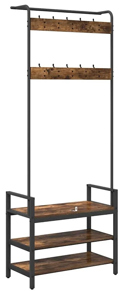 Kabáthorog polcokkal Füstölt tölgy 75 x 34 x 184 cm Faanyag