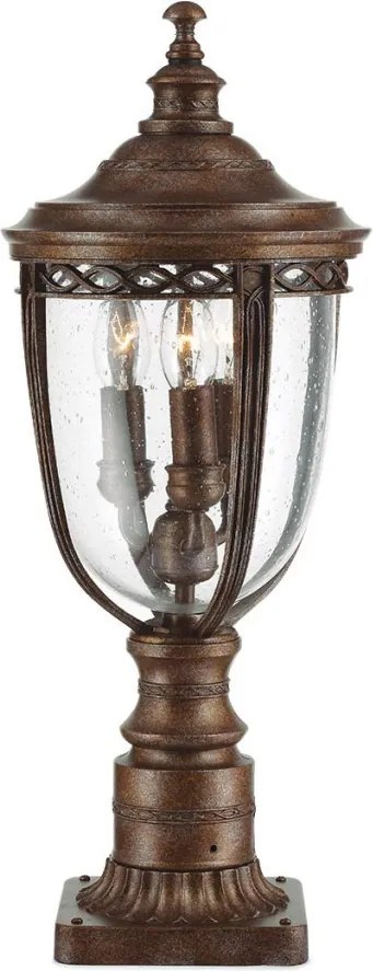 ELSTEAD FE-EB3-M-BRB ENGLISH BRIDLE Klasszikus Kültéri Állólámpa Antik Bronz, Átlátszó E14 IP44