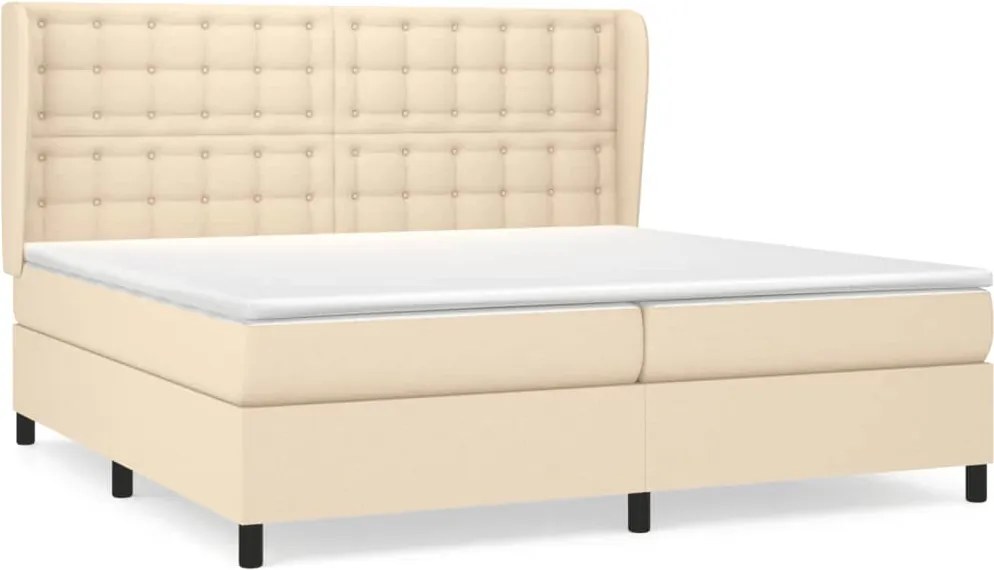 vidaXL krémszínű szövet rugós ágy matraccal 200 x 200 cm