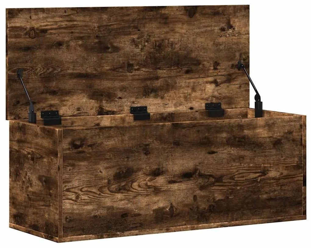 füstös tölgy színű szerelt fa tárolóláda 90 x 35 x 35 cm