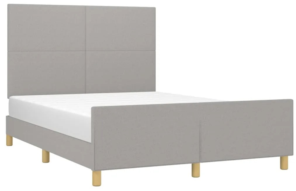 világosszürke szövet ágykeret matrac nélkül 140 x 190 cm