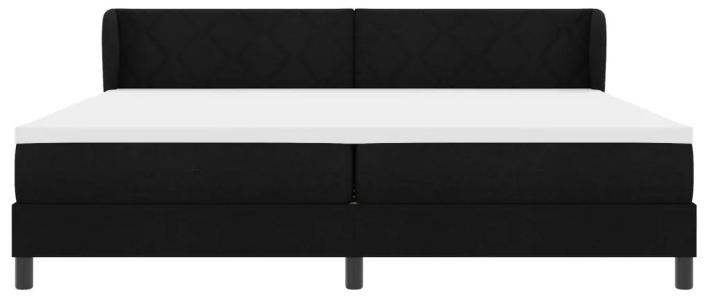 Fekete Box Spring Ágy Mattal, 200x200 cm, Szövet