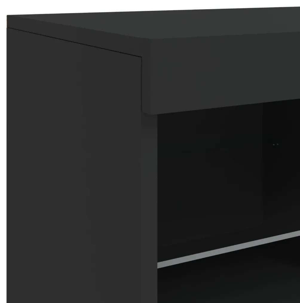 fekete tálalószekrény LED-világítással 81 x 37 x 67 cm