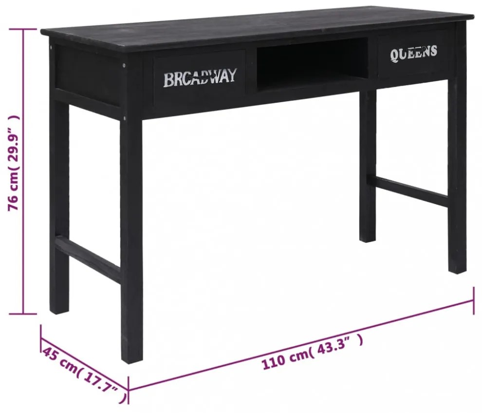 fekete fa tálalóasztal 110 x 45 x 76 cm