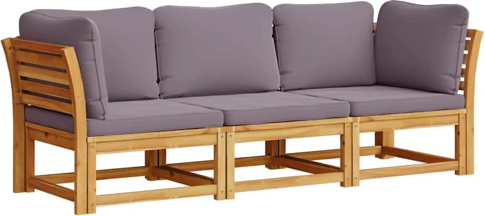 vidaXL 3 részes tömör akácfa kerti ülőgarnitúra párnákkal